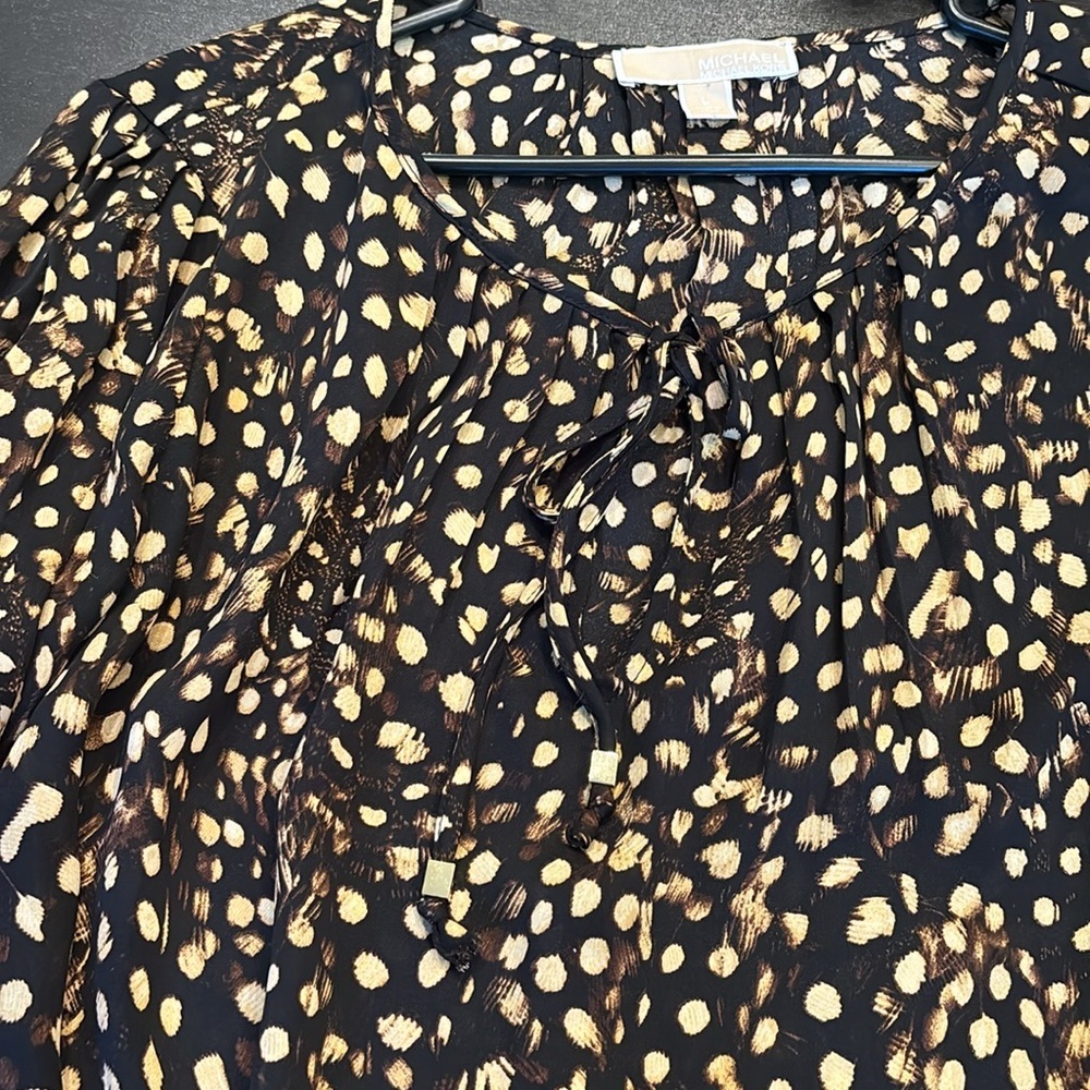 MICHAEL MICHAEL KORS animal print long sleeve blowers front tie L - Picture 8 of 8